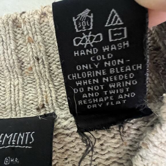 Vtg Lee Womens Silk Wool Rabbit Hair Blend Patchwork Leaves Sweater Sz L Beige - Picture 8 of 8